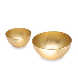 Beatriz Ball GLASS New Orleans Round Foil Leafing Bowl Set of 2 (Gold)