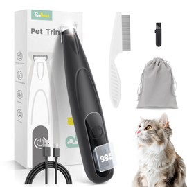 PAPMINI Cat Clippers with LED Display,35dB Ultra-Low Noise Cat Hair Trimmer Shaver, Cordless Dog Paw Trimmer with LED Light,Type-C Rechargeable Cat Dog Clippers for Grooming Paws, Ears, Face, Rump