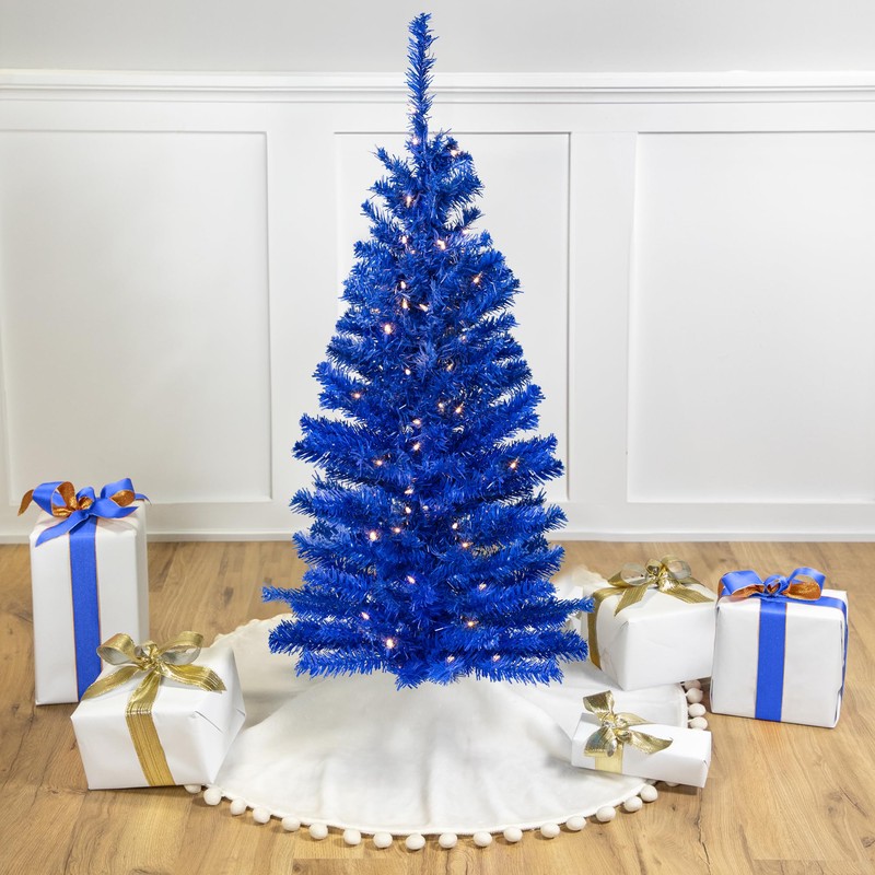 Pre-Lit Medium Artificial Pine Christmas Tree - 4' - Royal