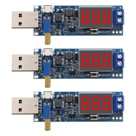 Be In Your Mind 3Pcs USB Input Regulator Board Replacement DC 3.5V-12V to 1.2V-24V Adjustable Output Digital Display Step Up Down Power Module 64x22mm