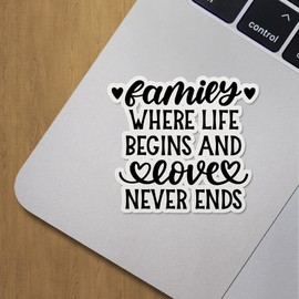 Decal Stickers of Family Where Life Begins and Love Never Ends Premium Indoor (No Waterproof) Vinyl Decal Stickers for Laptop Phone Accessory Helmet Car Window Mug Tuber Cup Door Wall ANDVER3d81992BL