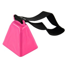 HOME-X Cowbell with Wrist Strap, Sporting Event Bell, Cheering Bell, Party Noise Maker, School Bell, Pink, 3 1/2” L x 3” W x 2 3/8” H