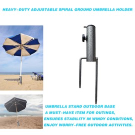 Dhiawo,Heavy-Duty Adjustable Spiral Ground Umbrella Holder, 2024 New Beach Umbrella Anchor, Portable Umbrella Base, Patio Umbrella Steel Anchor, Umbrella Stand Outdoor Base for 0.86-1.26 Inch Pole