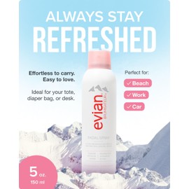 Evian Facial Spray 5 oz - Hydrating Mineral Water Mist for Face & Skin - Refreshes Makeup, Sets, & Tones - Skincare Mist for Daily Hydration and On-the-Go Moisturizing Relief