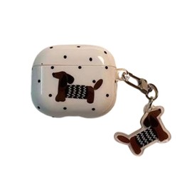 JRCYVTA Earphone Cover for AirPods 4th Generation (2024) with Puppy Keychain, Cute Cartoon Dachshund Design for AirPods 4 for Girls Women, Multicolor
