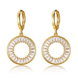 Boho Geometric Statement Earrings for Women – Modern Sculptural Design, Gold Plated Brass with Sparkling Cubic Zirconia – Minimalist Trendy Jewelry Gift