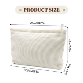 JAMSSOW Kosmetiktasche,Kleine Make up Tasche,Cord Kosmetiktasche,Reise Kulturtasche mit Reißverschluss,Multifunktionaler Kosmetiktasche,Kleine Kosmetiktasche für Handtasche für Frauen(cremeweiß)