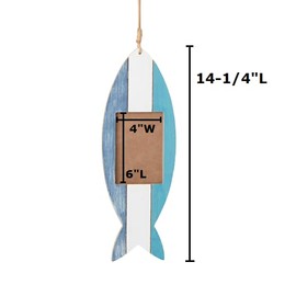 Factory Direct Craft Finished Wood Fish Cutout Picture Frame for Coastal or Farmhouse Decorating and Photo Displays