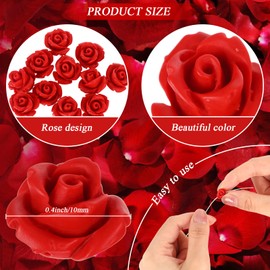 Whaline 50Pcs Rose Beads Red Shell Rose Carved Loose Beads Floral Cameos Spacer Bead for Buddha Mala Jewelry Making Necklace Bracelet Supplies Scrapbooking DIY Crafts Wedding Decors