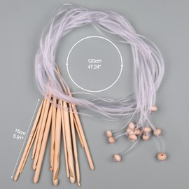 Coopay Tunisian Crochet Hooks Beginners Adults, Tunisian Crochet Hooks Set with Cable 120cm Long Hooks for Tunisian Crochet Afghan Blanket Projects, Warm Bamboo Tunisian Hooks for Arthritis Hands