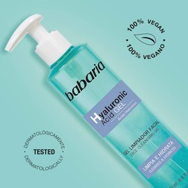 Babaria - Limpiador Facial con Ácido Hialurónico y Niacinamida Limpieza y Desmaquillante Facial profundos Hidratación y Poros Purificados Todo tipo de pieles 200 ml