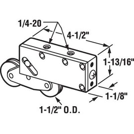 CRL 1-1/2" Tandem Stainless Steel Sliding Glass Door Roller with 1-1/8" Wide Housing for Kawneer Doors - D1884