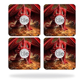 MightySkins Skin Compatible with Tile Slim Key Finder (4 Pack) wrap Cover Sticker Skins Angry Dragon