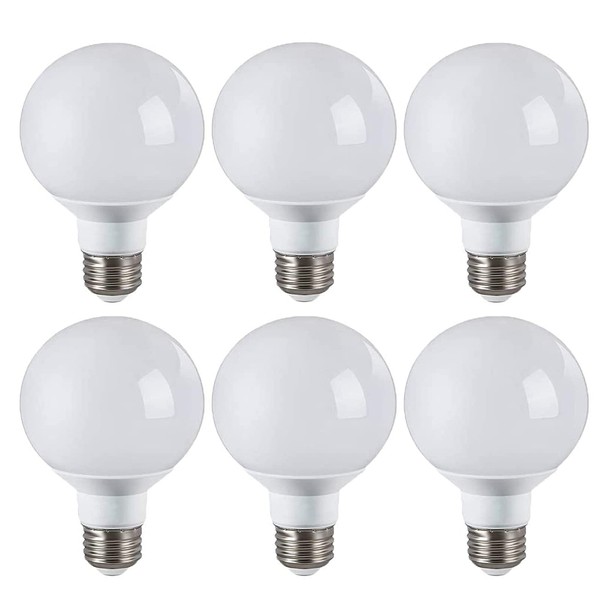 Lxcom Lighting G60 LED Light Bulb 3W Globe Bulbs 25W Incandescent Bulb Equivalent E26/E27 Base Warm White 3000K 300LM LED Small Vanity Light for Makeup Mirror Home Lighting, 6 Pack
