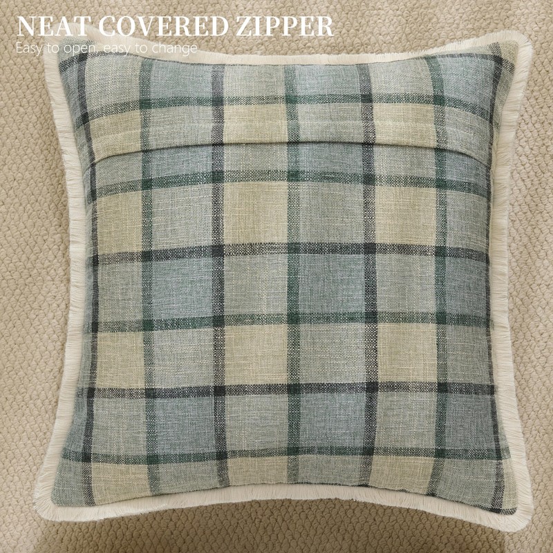 Classic Windowpane Plaid Pillow Covers 20x20 Set of 2, Structured