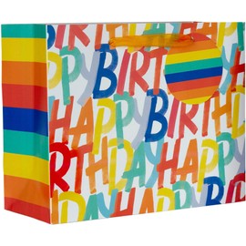 JILLSON & ROBERTS Medium Gift Bags, Rainbow Birthday, 12 Pcs