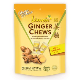 Prince Of Peace Ginger Chews With Lemon, 4 oz. – Candied Ginger – Lemon Candy – Lemon Ginger Chews – Natural Candy – Ginger Candy for Nausea