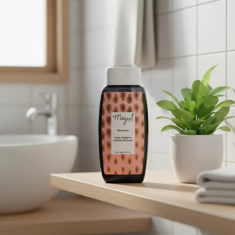 Shampoo Majul Con Coco, Papaya Y Carbón Activado 250ml