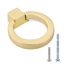 WEAVERBIRD Gold Cabinet Knobs, Kitchen Hardware Drawer Pulls Rings 1.57" Diameter, Pack of 2