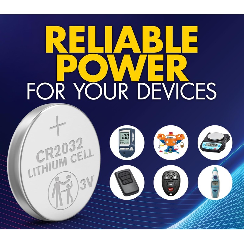 Powermax 6-Count CR2032 Batteries, Lithium 3V Coin Cell Button Battery