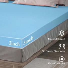 Elfreda 3Inch RV Mattress Topper Pressure-Relieving Bed Topper, Mattress Pad Short Queen in a Box