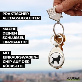 Huuraa Keyring Poodle Silhouette Gift Shopping Trolley Token Poodle Gift Idea, metal, Unit size