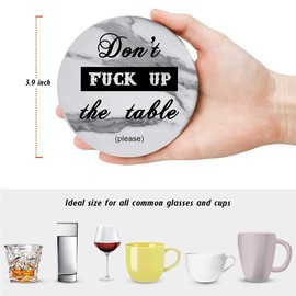 Thipoten- Funny Coasters, 6 Pcs Leather Coasters with Holder, Perfect Housewarming Hostess Gifts, Protect Furniture from Water Marks Scratch and Damage(6Pcs, White Marble)