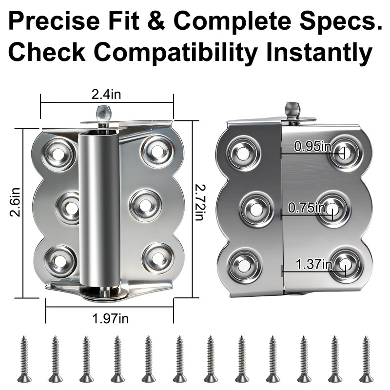 2 Pack Heavy Duty Self-Closing Spring Hinges for Screen Doors,