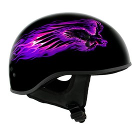 Milwaukee Leather Hot Leathers HLD1007 'Black Out Eagle' Gloss Black Motorcycle DOT Skull Cap Half Helmet for Men and Women Biker - Medium