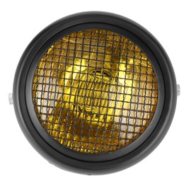 7in 55W Motorcycle Grill Headlight Retro Style Halogen Head Lamp High BrightnessYellow Lens