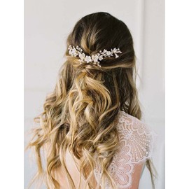 Ushiny Flower Bride Wedding Hair Vine Silver Rhinestong Bridal Headband Hair Accessories for Women and Girls