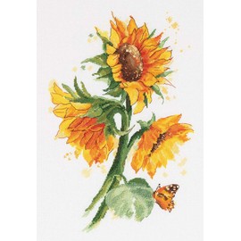 PANNA - Counted Cross Stitch Kit - Bright Sunflowers - C-7136-16 Count - Aida - 13.58 x 9.45 inch - DIY kit
