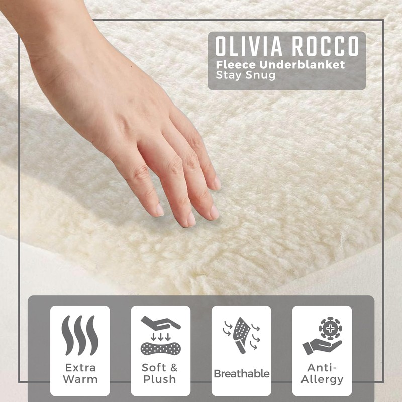 OLIVIA ROCCO Thermal Fleece Underblanket Deep Fitted Warm Under Blanket