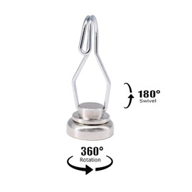 Magnetpro Pack of 4 Swivel Swing Magnetic Hooks 17 kg Force - Best for Fridge, Door Coat Hooks, BBQ Utensils, Cruise Cabin Wall, Garage Holder