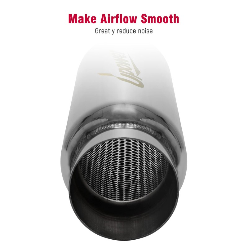 UPOWER 3" Inlet&Outlet Exhaust Resonator,16" Overall Length Center Straight Through