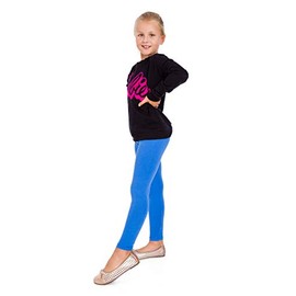 hi!mom Girls Cotton Leggings Kids Pants Plain Full Length Children Trousers Age 2-13 Royal Blue