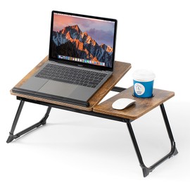 Laptop Desk for Bed Couch, Adjustable Foldable Bed Table with Cup Holder, Breakfast Serving Tray, Portable Laptop Lap Desk Stand for Working Reading Writing Eating Gaming in Bed Sofa Floor