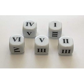 Roman Numeral Dice: Small Numbers 16mm (Pack of 5)
