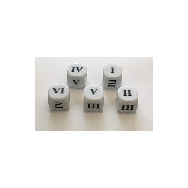 Roman Numeral Dice: Small Numbers 16mm (Pack of 5)