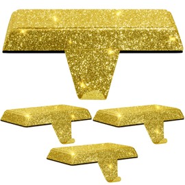 [Glitter] Stocking Holders for Mantle Gold - Set 4, Metal Christmas Stocking Holder, Weighted Stocking Hangers with Non-Slip Protective Pad, Flat Stocking Holders for Mantle | TV Stand | Staircase