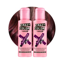 Crazy Color Vibrant Aubergine Semi-Permanent Duo Hair Dye. Highly Pigmented Wine Purple Conditioning & Oil Nourishing Vegan Formula | No Bleach or Ammonia | 200ml