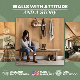 TIMBERCHiC 100% Wood Wall Planks - Made in USA - Peel-and-Stick Wall Panels for Interior Decor - Premium Smooth Finish - DIY Adhesive Wall Panels, Sandstone (4" x 10 Sq Ft)