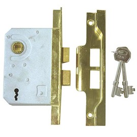 ERA 287-32 2.5-inch 64mm 2-Lever Rebated Door Lock with Brass Effect, Gold
