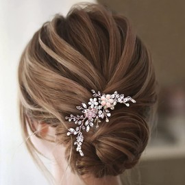 Easedaily - Peine para el pelo de novia con rinetona plateada para novia, accesorio para el pelo, para mujeres y niñas