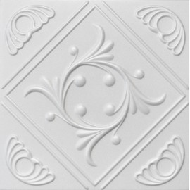 Anet R2W 20 x 20 Tin Looking Styrofoam Glue Up White Ceiling Tile