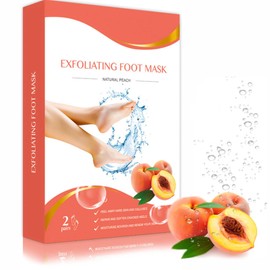 Upgraded Foot Peel Mask - 2 Pairs for Deep Exfoliation & Moisturizing. Effectively Removes Hard, Dry Dead Skin, Calluses & Cracked Heels. Gentle Yet Powerful for Men & Women (Peach Scented)