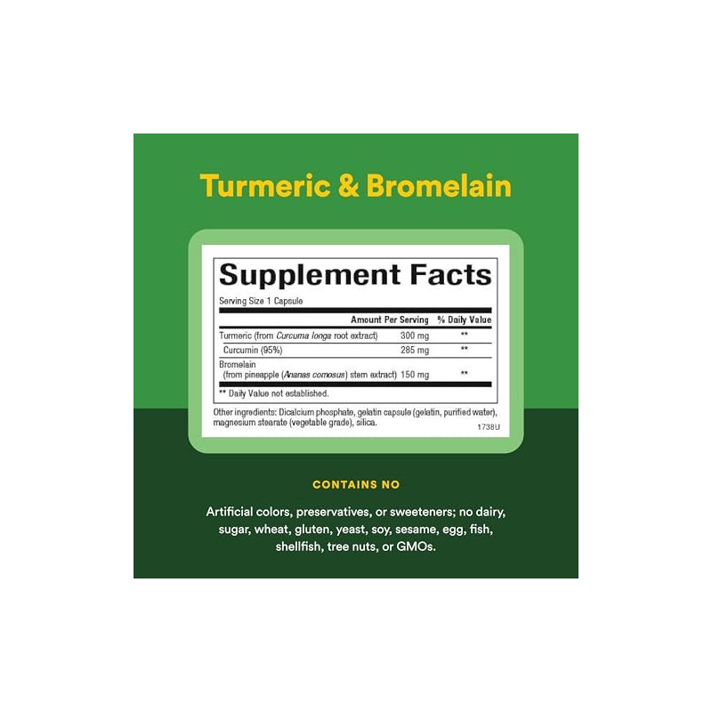 Natural Factors - Turmeric & Bromelain 450mg, Superior Standardized Extracts,