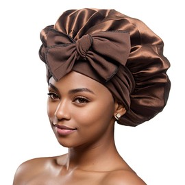 Dresyu Silk Bonnet for Sleeping Women Satin Hair Bonnet Single Layer Soft Breathable Sleep Cap Wrap with Tie Band Curly Hair