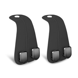 CHOSMOYI 2Packs Car Hooks for Purses and Bags, Luxurious Leather Purse Hook, Headrest Hooks for Car Seat Back Storage Organizer(Black)