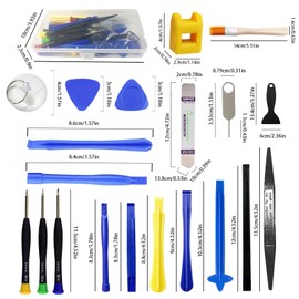 DYUEE Phone Repair Tool Kit 33Pcs - Complete Screen Repair Kit with Magnetic Screwdrivers, Opening Tools & Accessories for Phone, Pad, Laptop, Tablet & PC